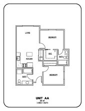 2 Bed 2 Bath floor plan